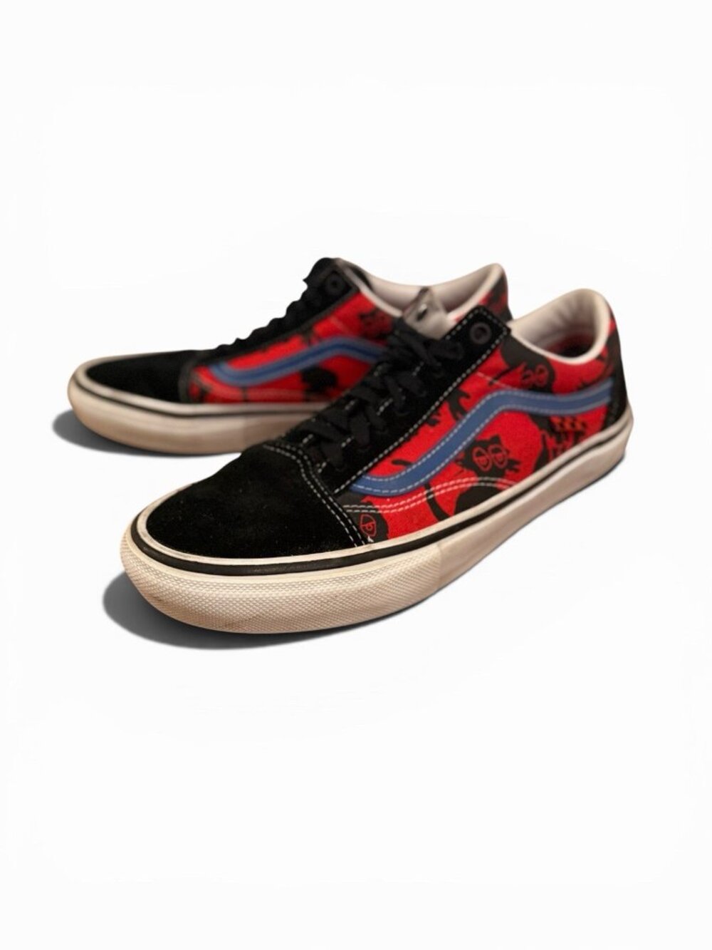 Vans x Krooked Old Skool Skate Shoes Natas Kaupas Ray Barbee Red Black Men's 8.5